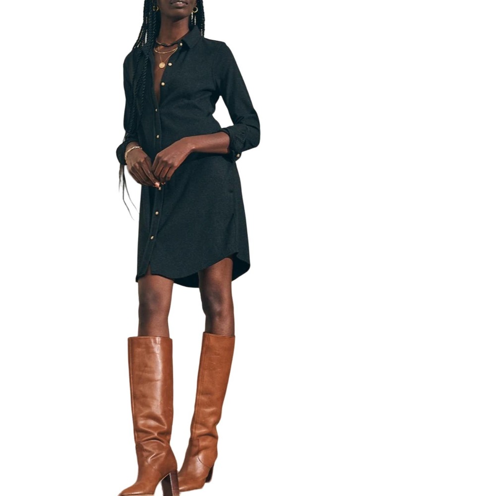 Faherty | Legend Sweater Dress | Heathered Black Twill | Relaxed | Size S | NWOT